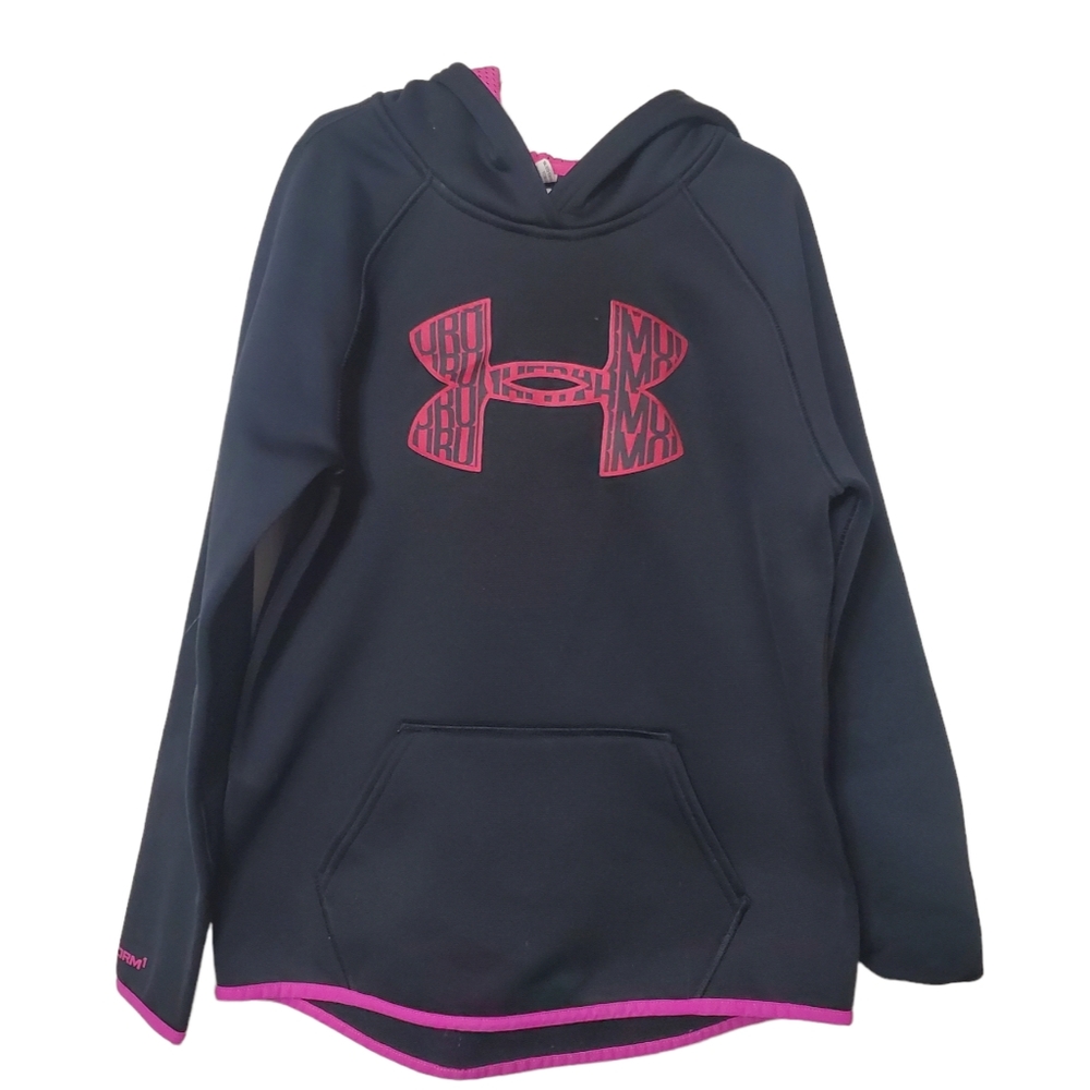 Girl's black & pink Under Armour sweatshirt hoodie size small(or medium)